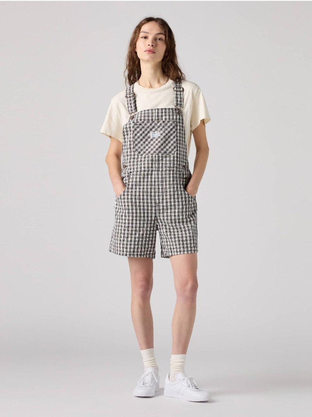 NWT New Levi's Plaid Utility Shortalls Romper Size XS
